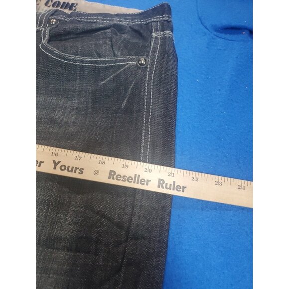 Basic Code Vintage Denim Jeans Men's Size W38 L34 Wide Leg Baggy Embroidered - Picture 10 of 16